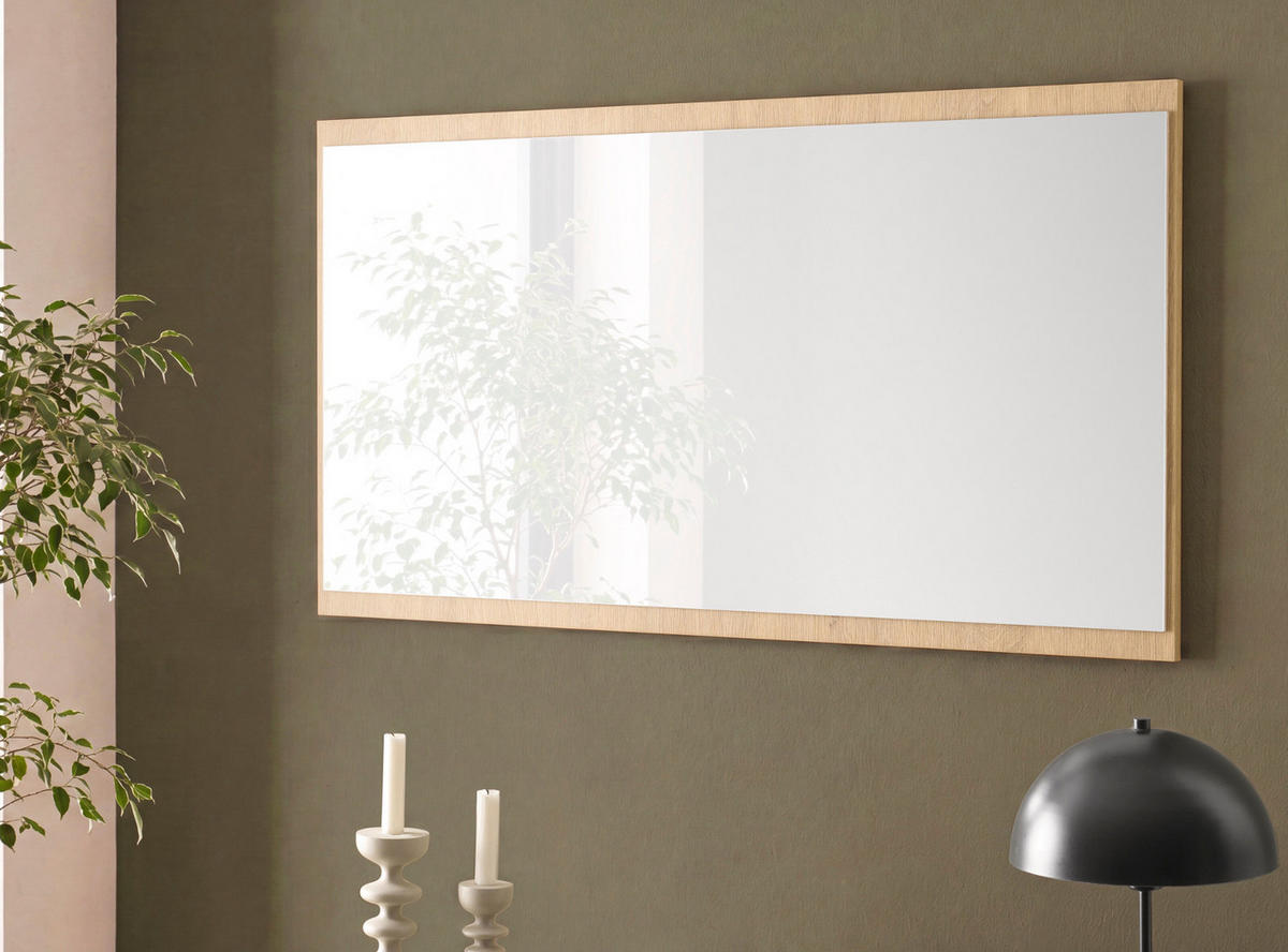 GARDEROBENSPIEGEL Stone Eiche 105 x 58 cm, Wandspiegel rechteckig - Eichefarben, Glas/Holzwerkstoff (105/58/2cm) - Furn.Design