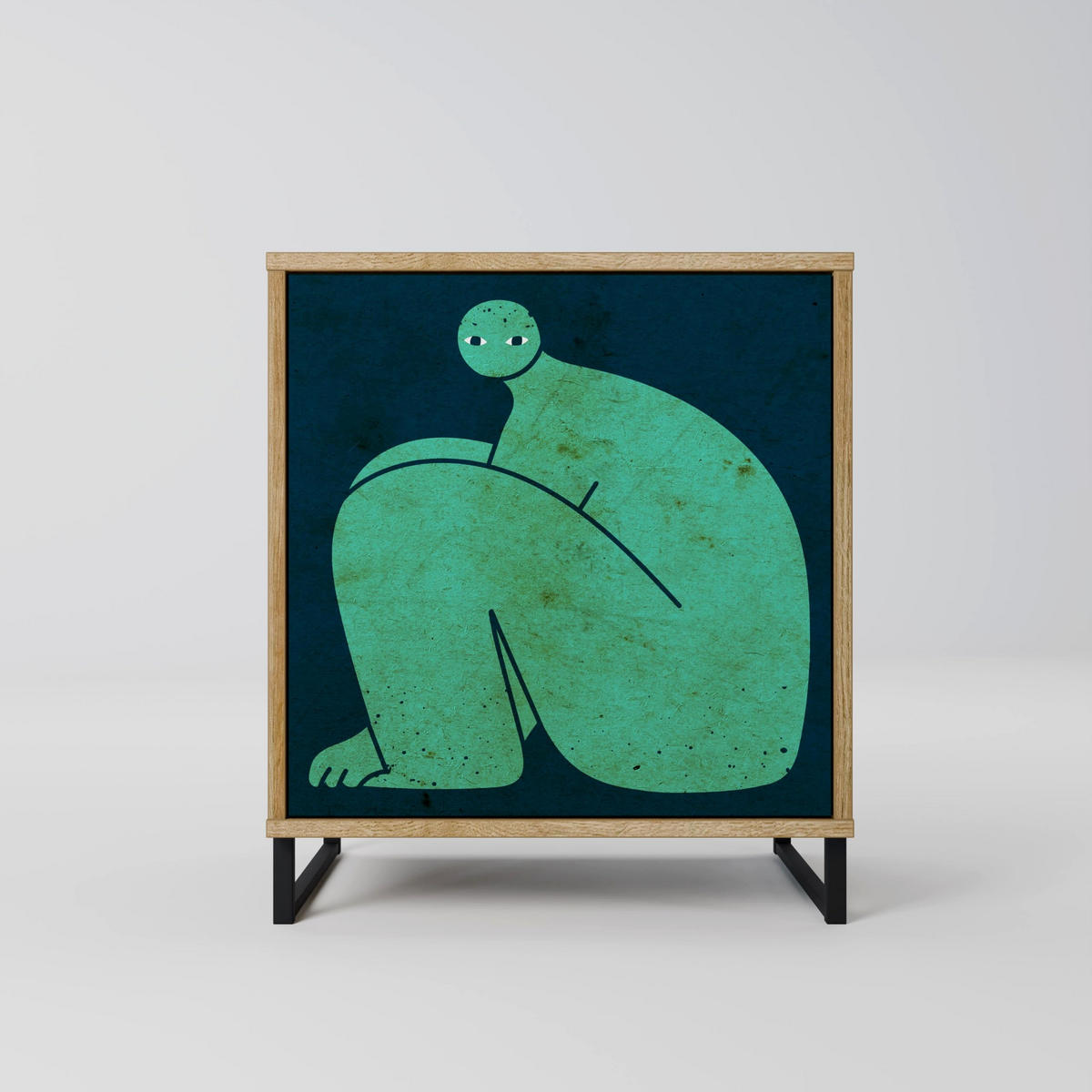 SIDEBOARD TOGETHER BUT SEPARATELY, Eichefarben, 57,5x42x77,5 cm, Schräge Buchenholzfüße - Eichefarben/Buchefarben, Holzwerkstoff/Buchenholz (57.5/77.5/42cm) - SpaceRebels