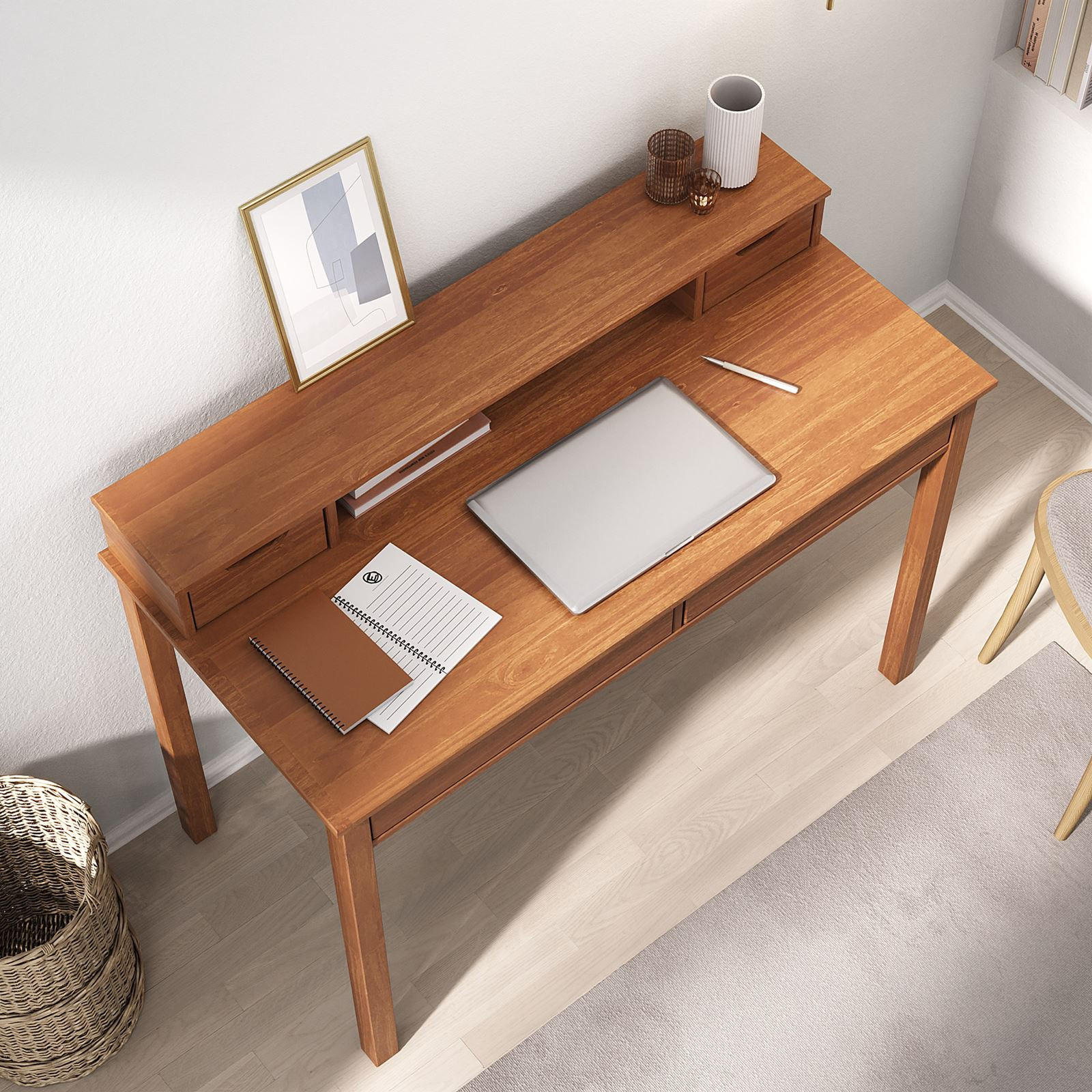 SCHREIBTISCH RAUL - Kastanienfarben, Holz (54/114/87cm) - IDIMEX