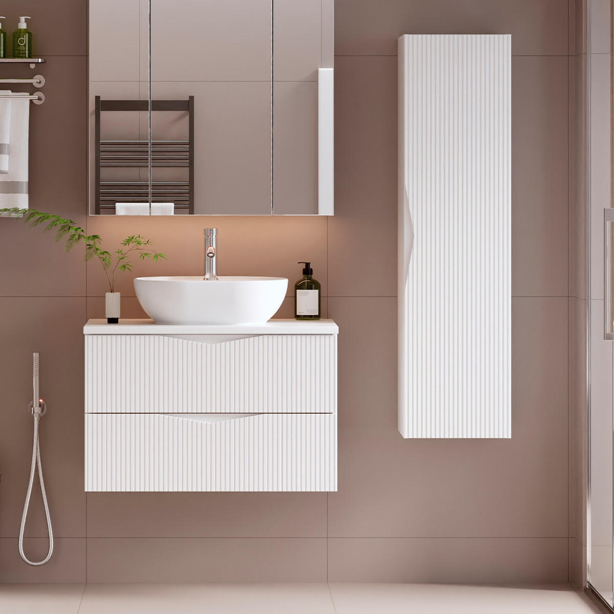 HÄNGESÄULE Tao Weiß - Weiß, Holzwerkstoff (34.5/130/32cm) - Petits-meubles