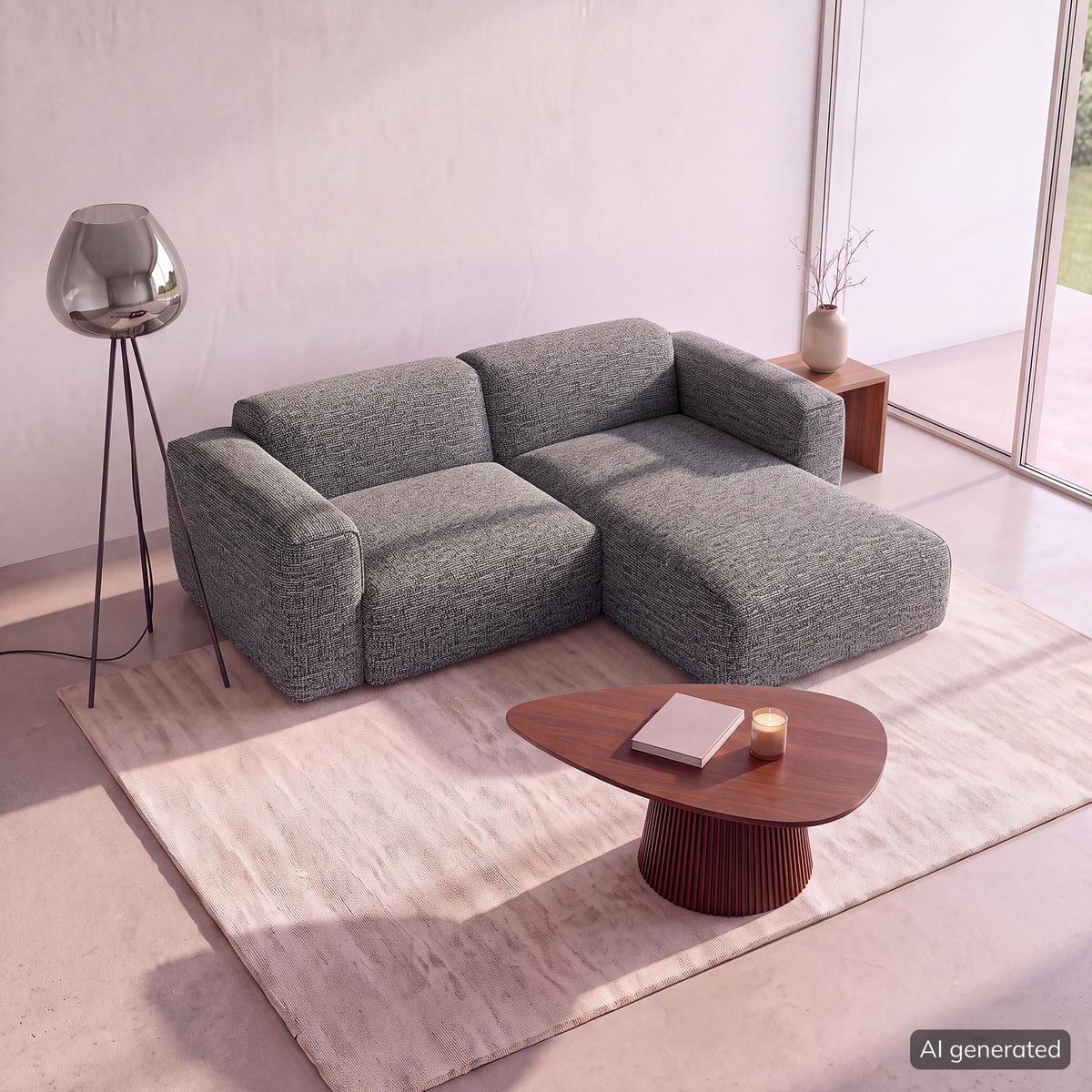 1,5-SITZER ECKSOFA mit Longchair - Schwarz/Grau, Kunststoff/Textil (260/173cm) - home24