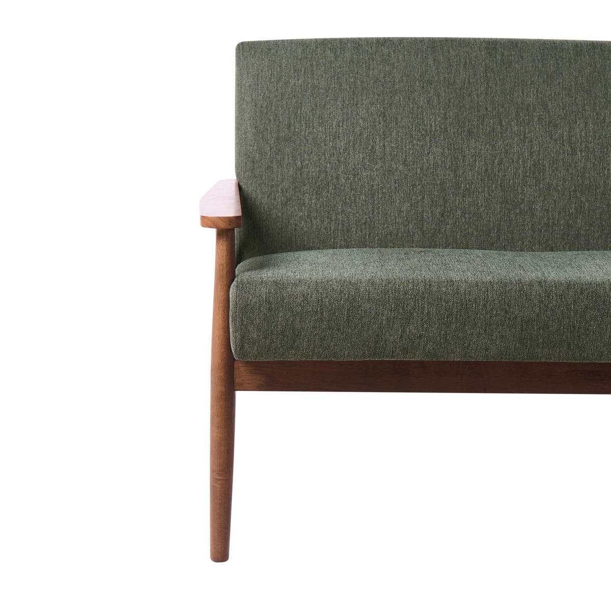 SOFA 3-Sitzer Dunkelbraun/Grün Esrum - Dunkelbraun/Grün, Holz/Textil (151/79/72cm) - Beliani