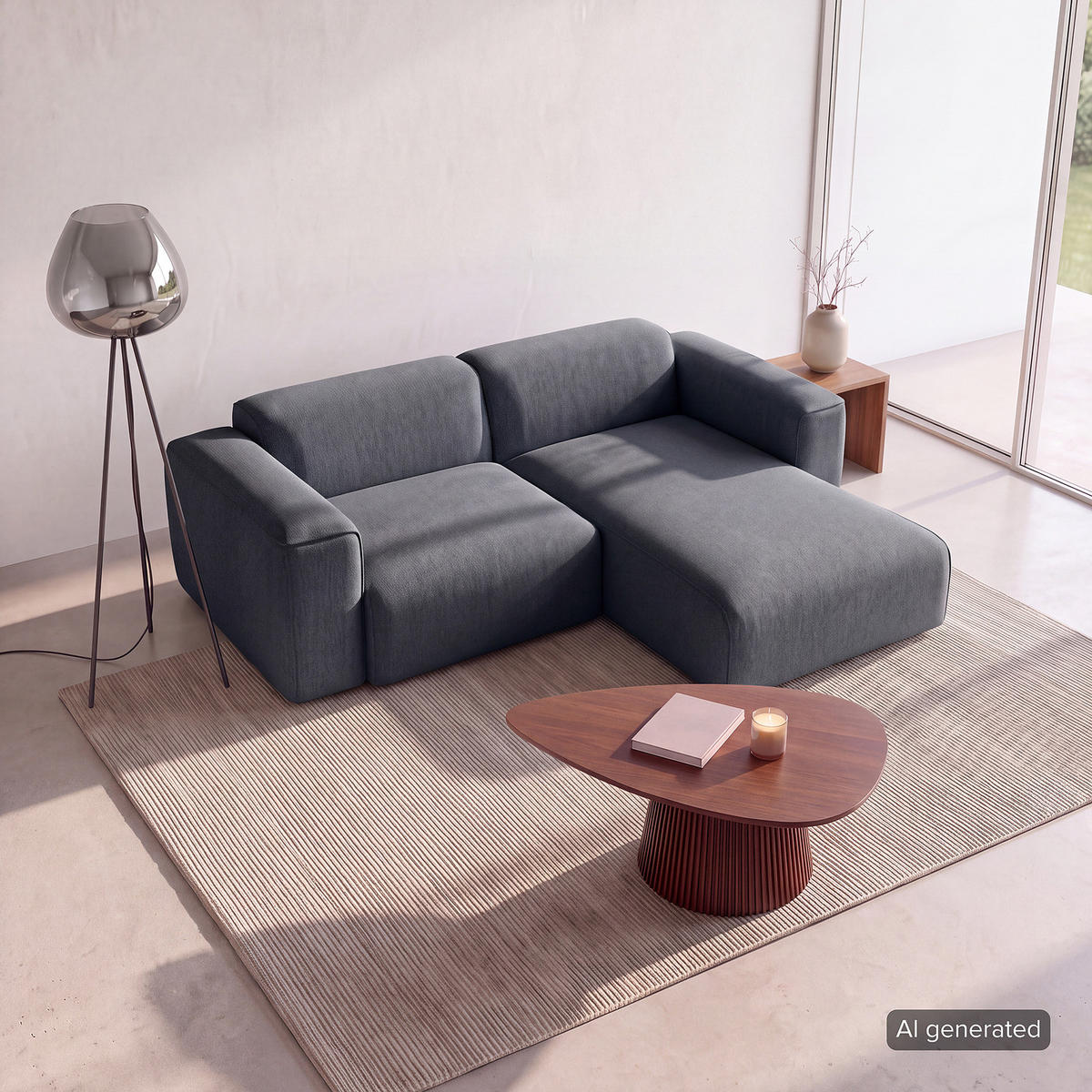1,5-SITZER ECKSOFA mit Longchair - Schwarz/Grau, Kunststoff/Textil (260/173cm) - home24