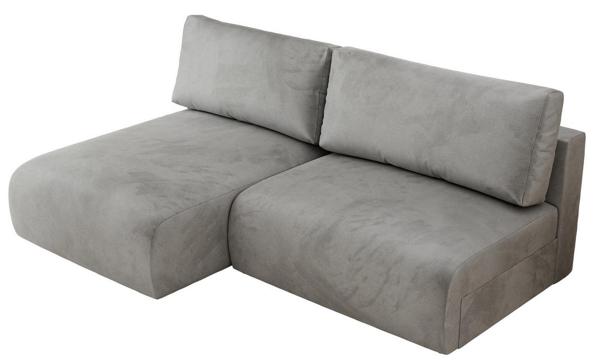 ECKSCHLAFSOFA VIVO L Hellgrau Velvet - links - Hellgrau/Schwarz, Kunststoff/Textil (223/150cm) - MKS