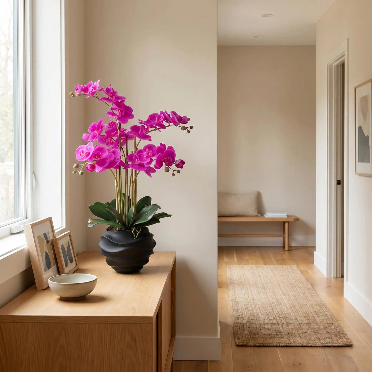 KUNSTBLUME Künstliche Orchidee - Li 67 cm - Lila, Kunststoff (66cm) - aplanta