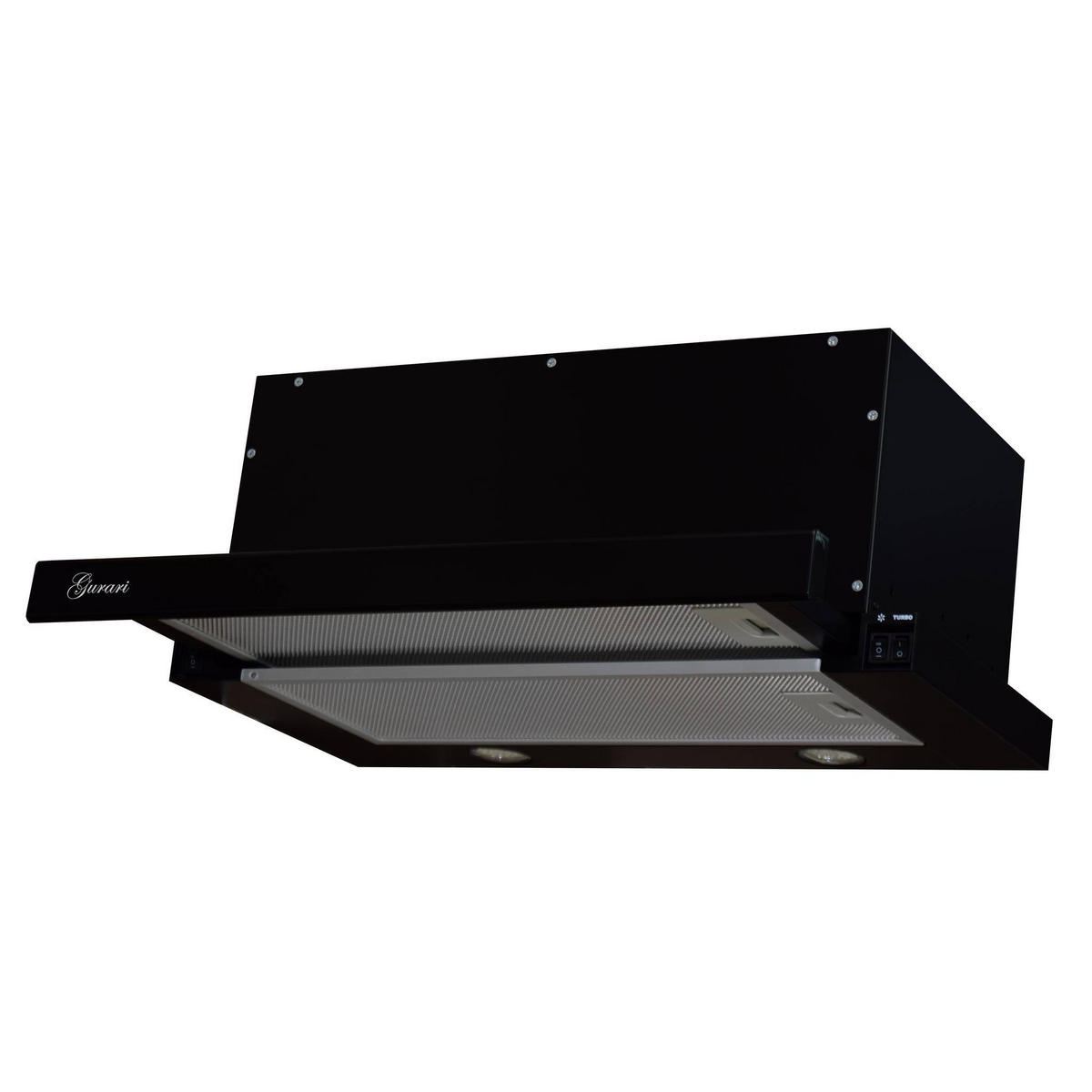 DUNSTABZUGSHAUBE GCH B 135 BL + umluftset, 60 cm Schwarz - Schwarz, Metall (60/24.3/30cm) - Gurari