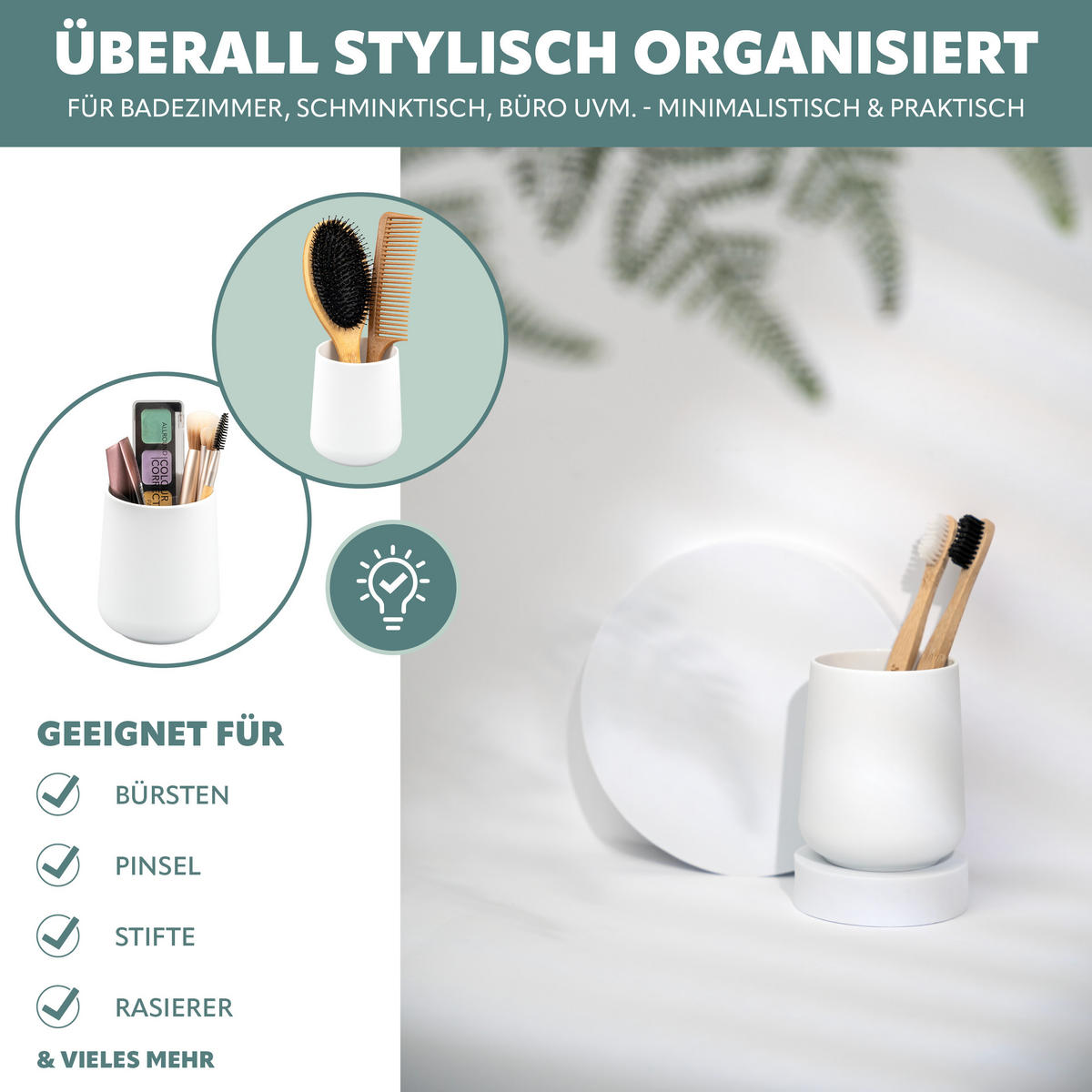 BECHER-SET TESERO 2tlg., Soft-Touch, weiß - Weiß, Kunststoff (8.5/10.5/8.5cm) - eluno