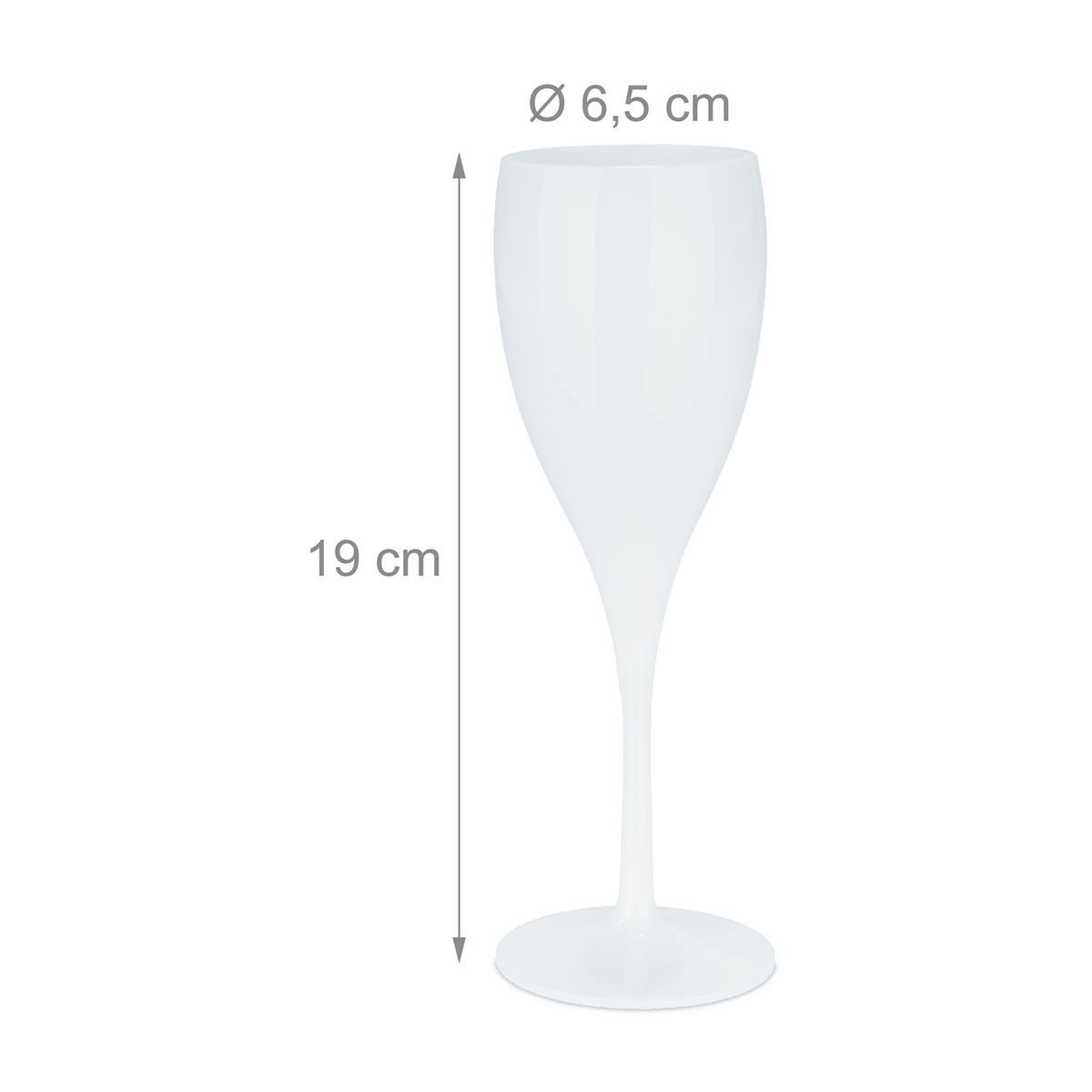 6xSEKTGLÄSER - Weiß, Kunststoff (0.14L) - Relaxdays