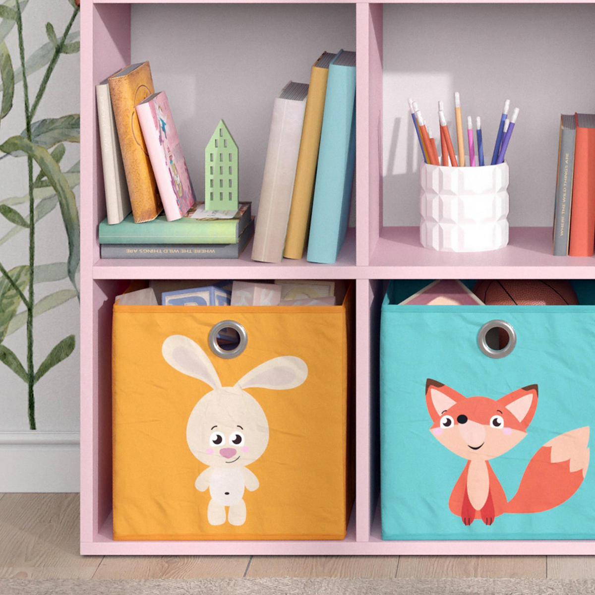 KINDERREGAL Luigi Rosa 72 x 114.2 cm mit 6 Faltboxen (bunt) - Pink, Holzwerkstoff (72/114.2/31.2cm) - Vicco