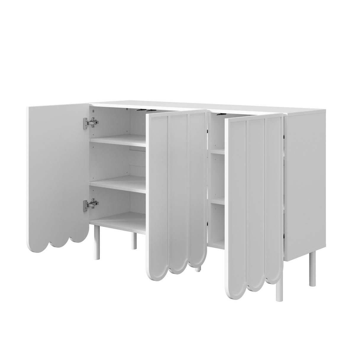 SIDEBOARD 120/35/80 cm in Weiß mit 2 Türen & verstellbaren Böden - Weiß, Holzwerkstoff (120/80/35cm) - BEAOK