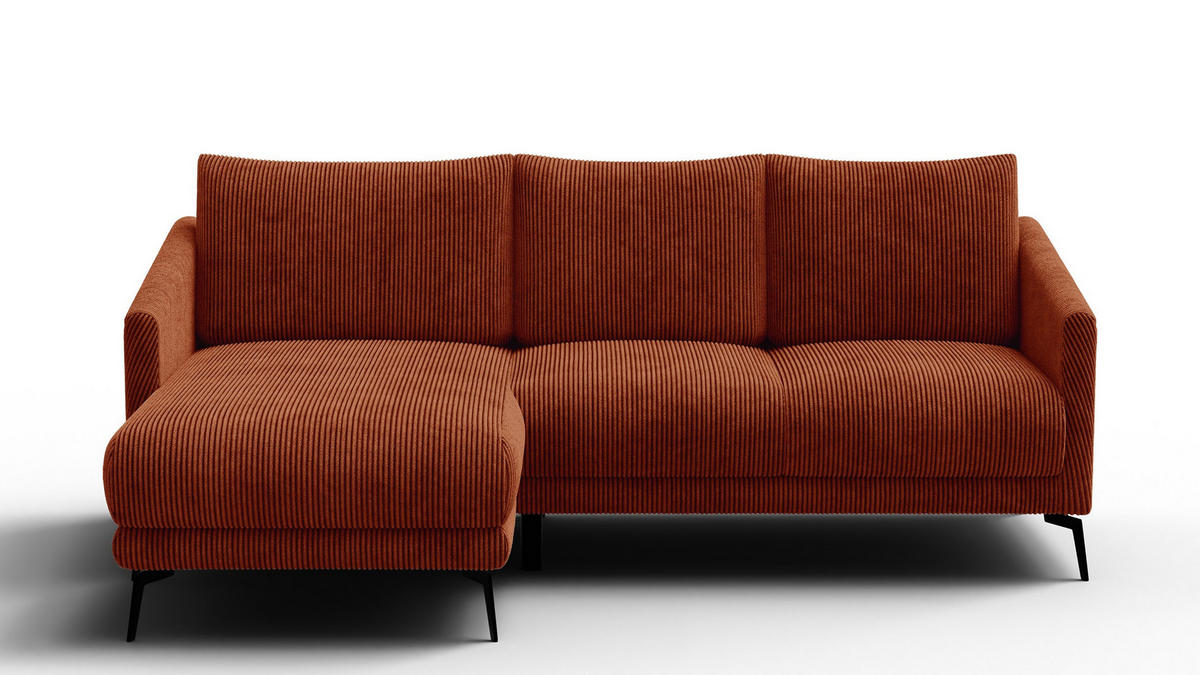 ECKSOFA VILT 3-Sitzer, orange - Schwarz/Orange, Holzwerkstoff/Textil (221/156cm) - Courtois Laville