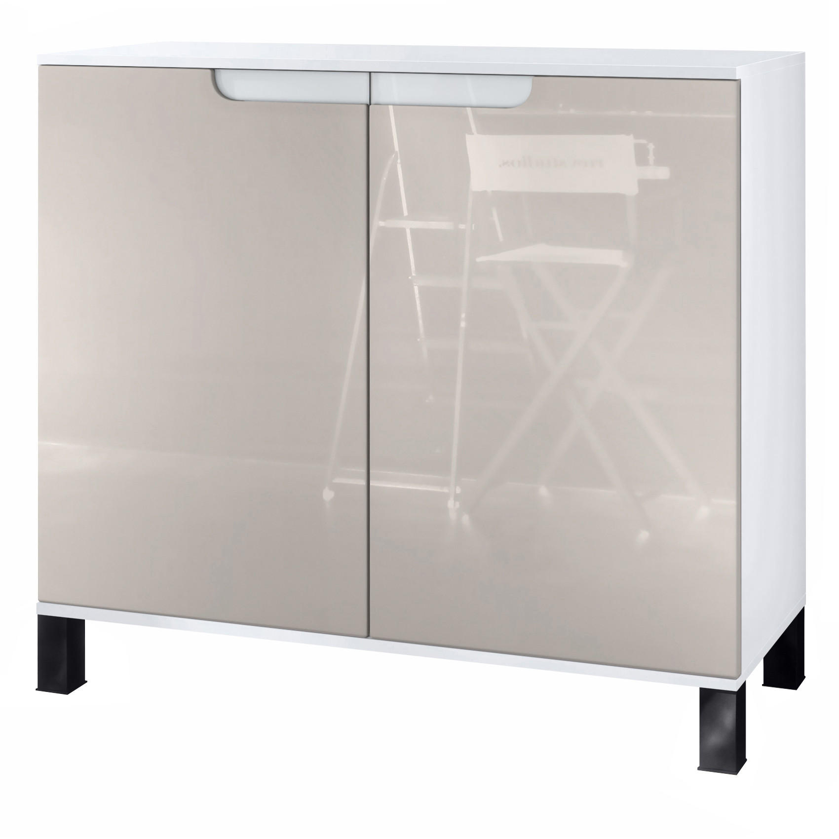 KOMMODE Sylt Sandgrau Hochglanz - Sandfarben, Holzwerkstoff (92.5/84.5/35cm) - Vladon