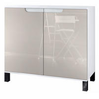 KOMMODE Sylt Sandgrau Hochglanz - Sandfarben, Holzwerkstoff (92.5/84.5/35cm) - Vladon