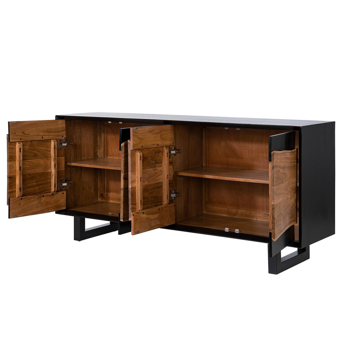 MASSIVES SIDEBOARD - Akazie / Akazie Schwarz - Braun, Holz (168/76/41cm) - home24