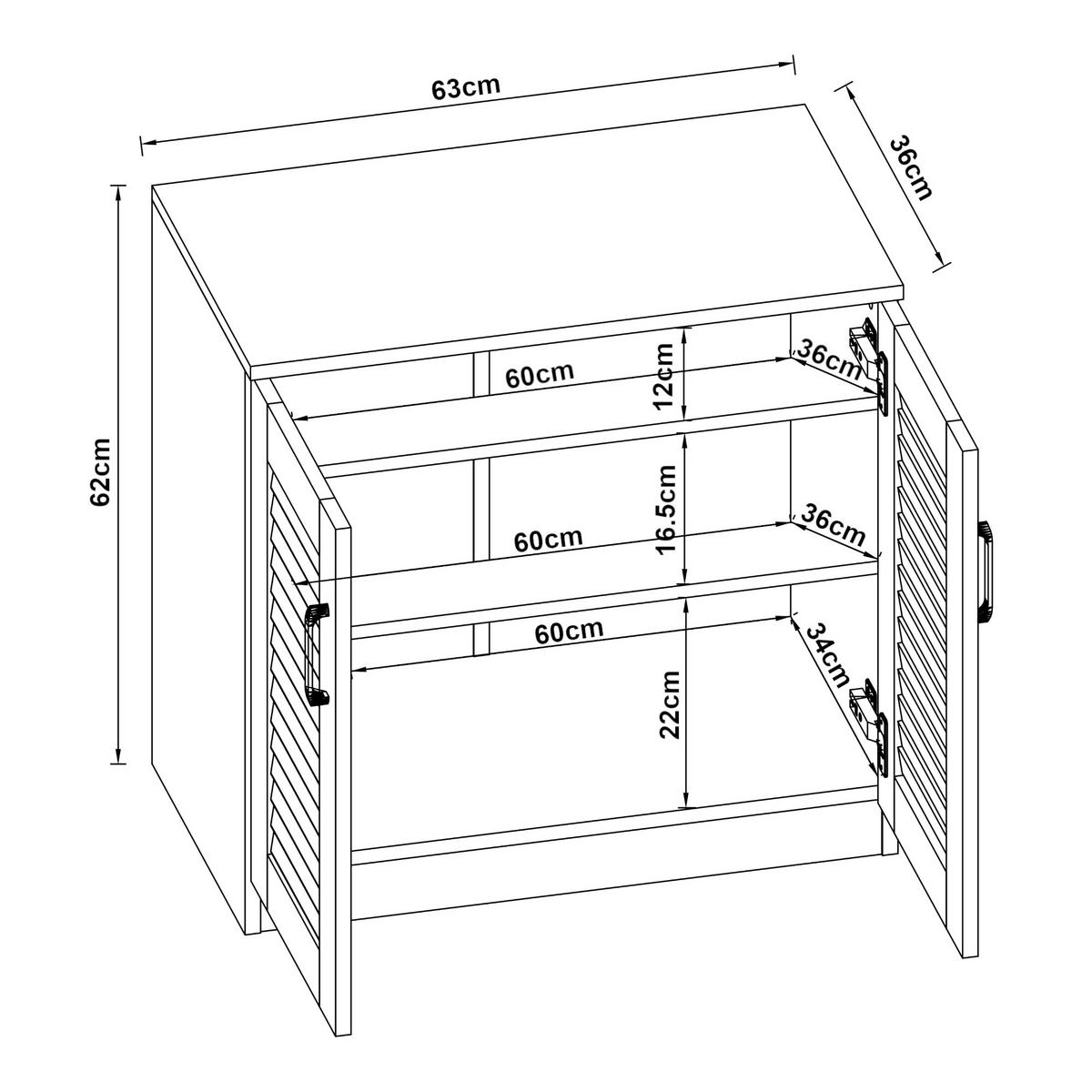 SCHUHSCHRANK Løten - Weiß, Holzwerkstoff (63/62/36cm) - [en.casa]