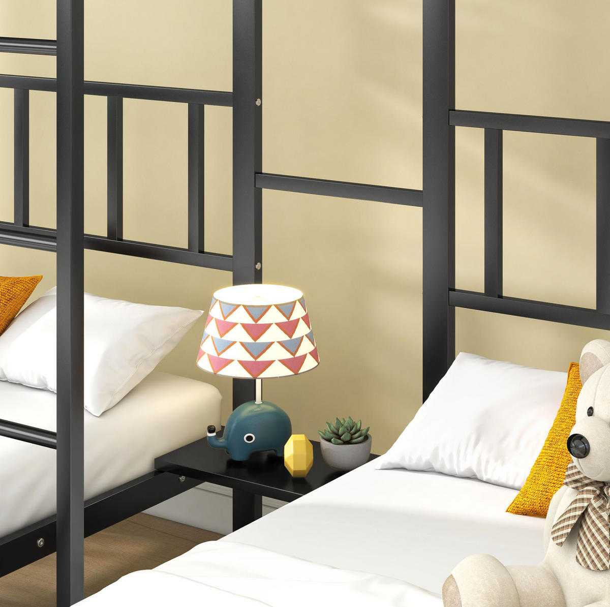 ETAGENBETT Kinderbette 90/200 cm aus Metall mit Leiter und Ablage Schwarz - Schwarz, Metall (90/200cm) - Modenvie