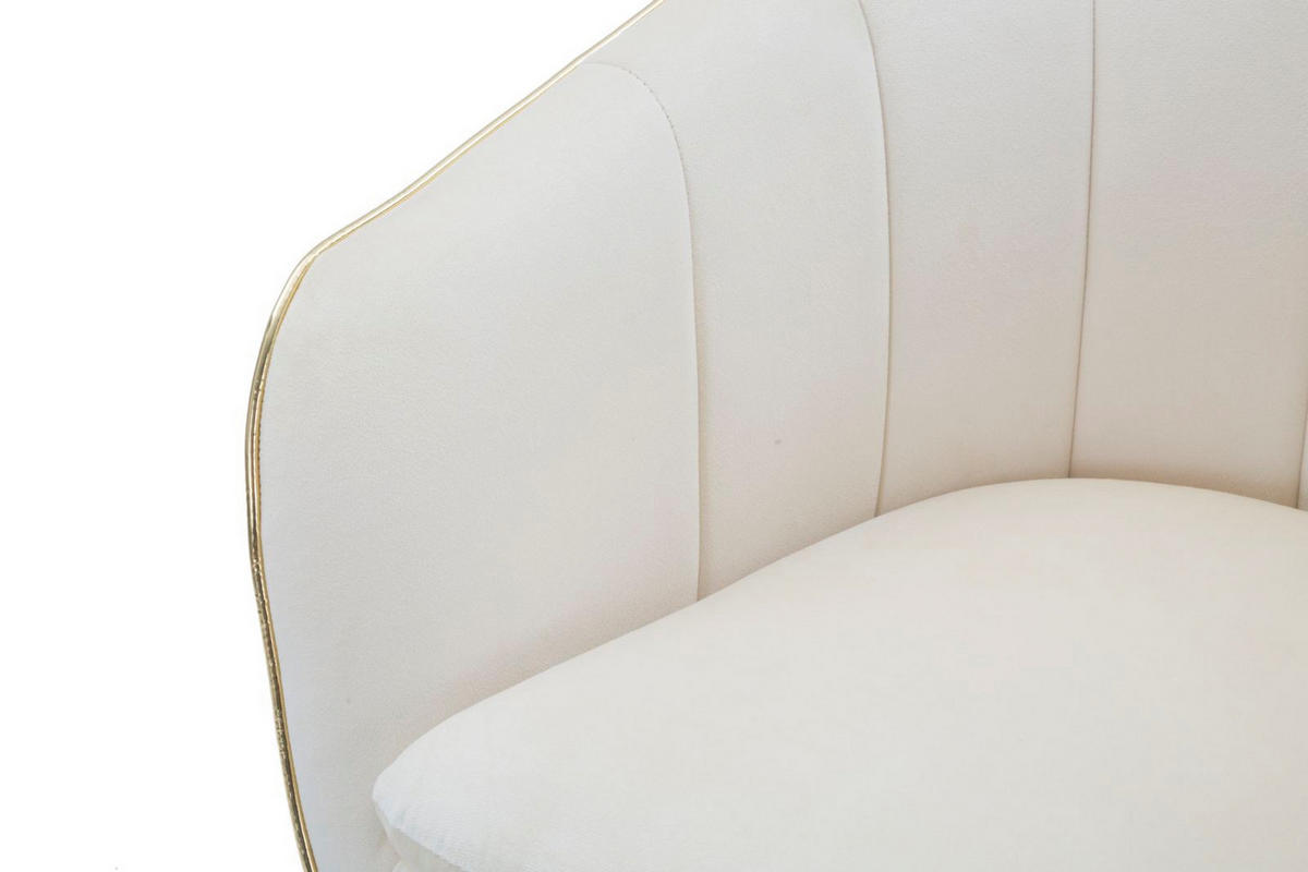 SESSEL Paris, cremefarben und goldfarben, Polyester, Kiefernholz und Metall, 62 x 58 x 78 cm - Goldfarben/Creme, Holz/Kunststoff (62/78/58cm) - Mauro Ferretti