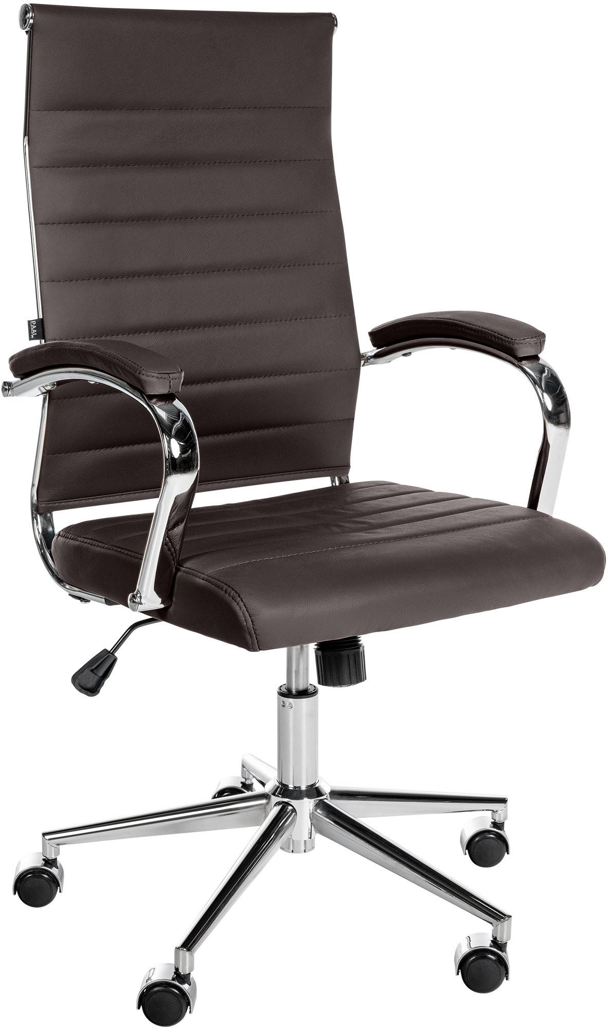 DREHSTUHL Echtleder coffee - Chromfarben/Braun, Leder/Metall (56/102/61cm) - CLP