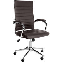 DREHSTUHL Echtleder coffee - Chromfarben/Braun, Leder/Metall (56/102/61cm) - CLP