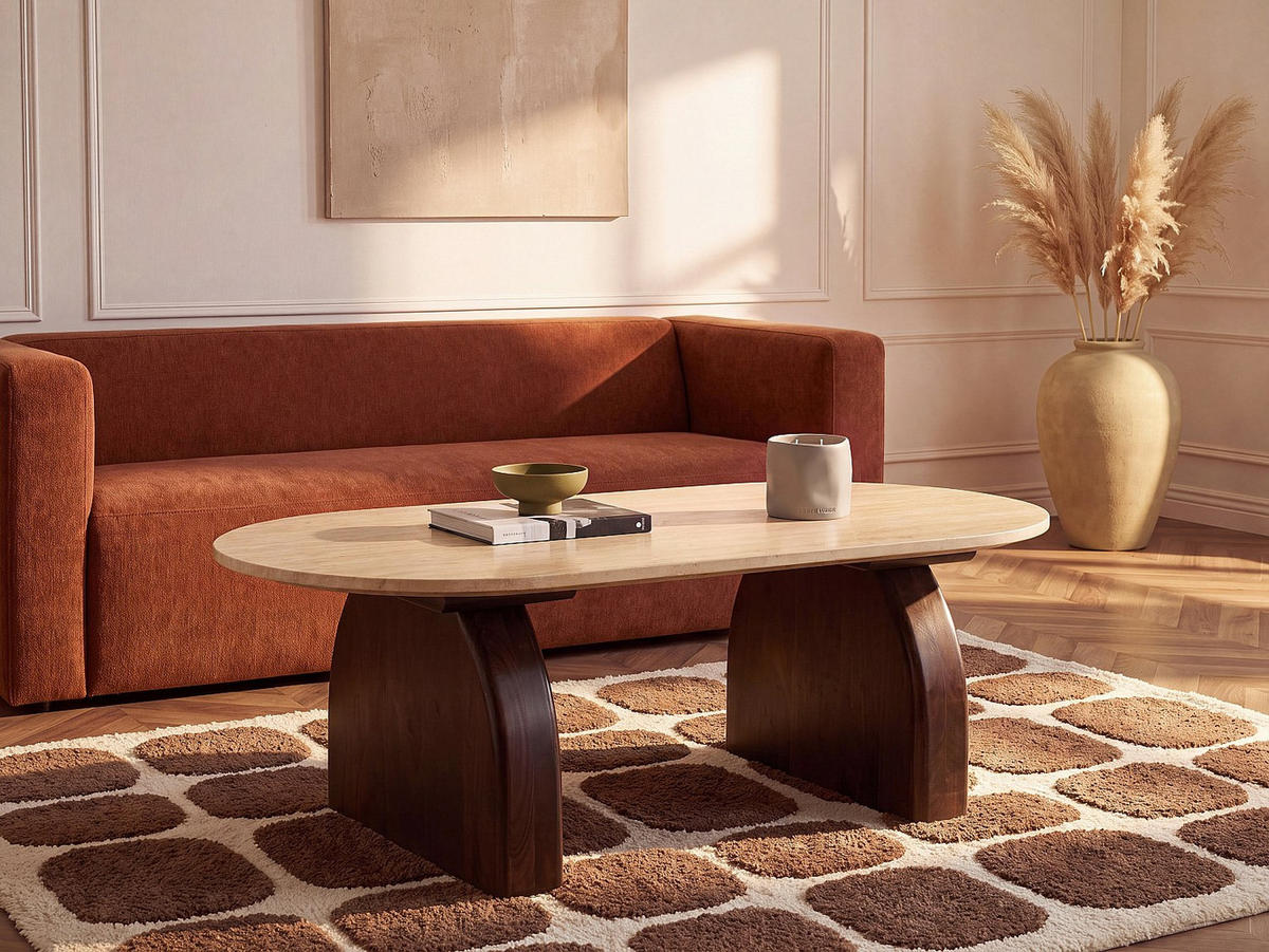 COUCHTISCH - 120 cm x 60 cm - stein - beige Vorelia - Beige, Stein (60/120/40cm) - Vente-Unique