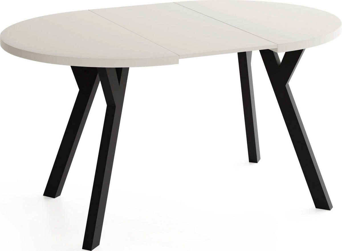 ESSTISCH Vero rund ausziehbar verlängerbar, Kaschmir 80-130/80/77 cm - Kaschmir/Schwarz, Holz/Holzwerkstoff (80/80/77cm) - WFL GROUP