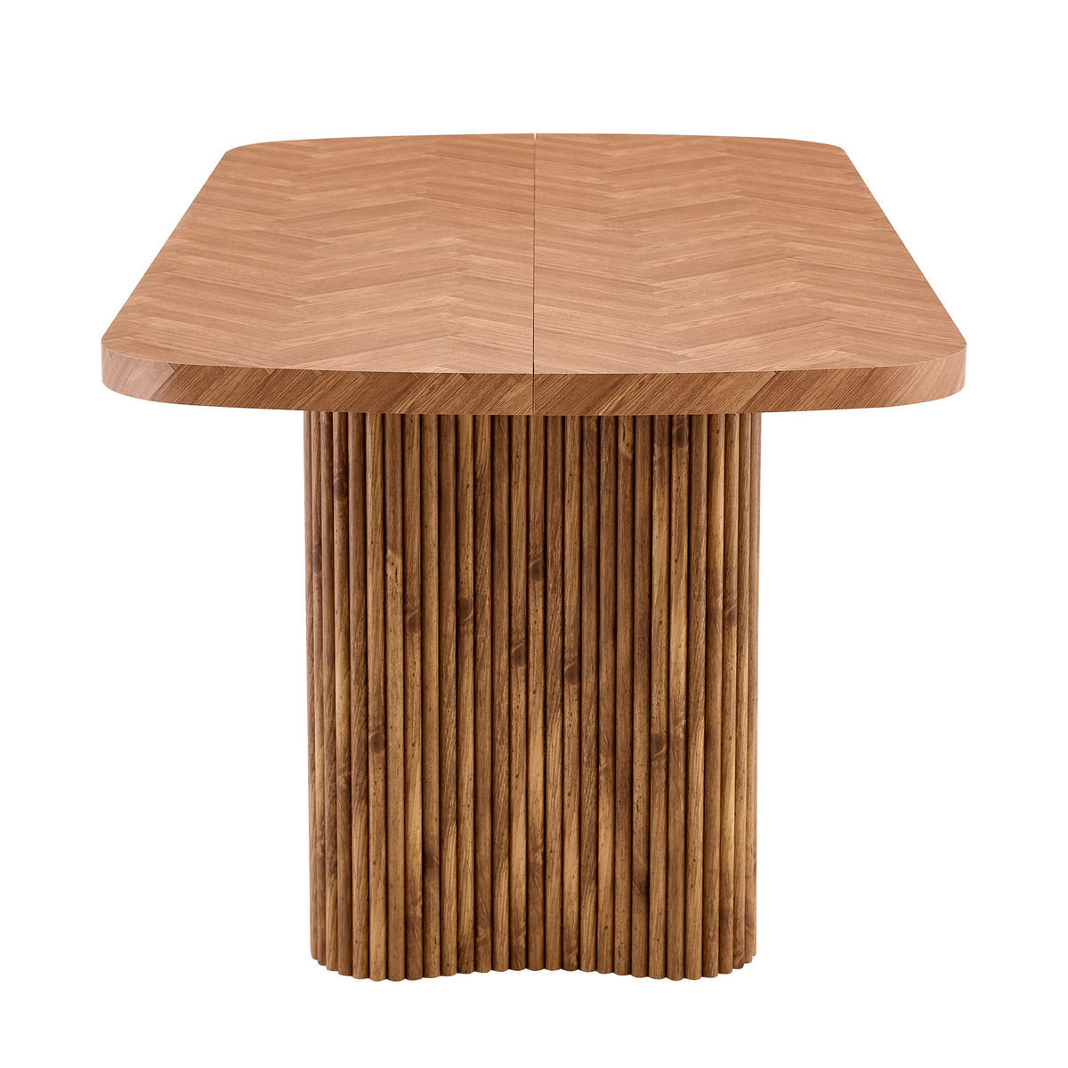 ESSTISCH 180/90/76 cm nussbaumfarben aus MDF mit bogenförmigem Säulengestell - Braun, Holzwerkstoff (180/90/76cm) - OKWISH