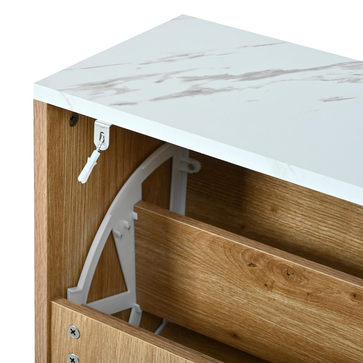 SCHUHSCHRANK mit 3d-strukturfront & 4 klappfächern - Naturfarben, Holzwerkstoff (105/95.5/24cm) - Urban Meuble