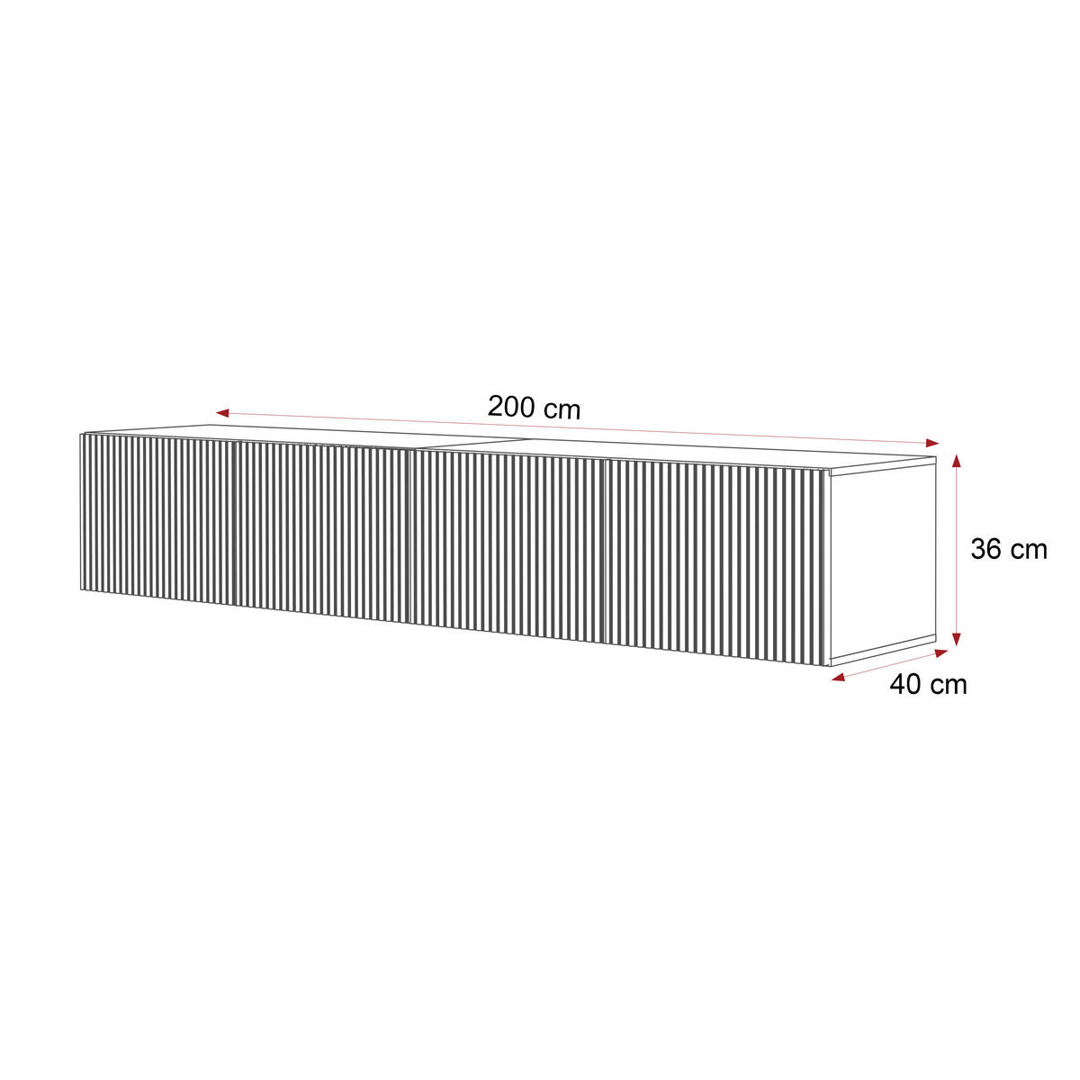 TV-LOWBOARD ANGEL Kaschmir hängend mit LED-Beleuchtung 200 cm - Kaschmir, Holzwerkstoff (200/36/40cm) - Idohome