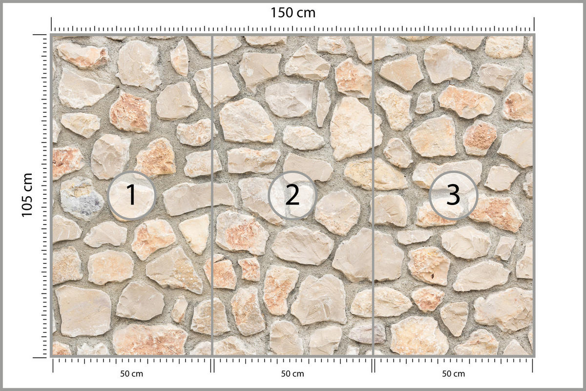 FOTOTAPETE für Wohnzimmer Steinmauer Ziegel Wand Industrial Textur 150x105 - Weiß/Grau, Papier (150/105cm) - Muralo