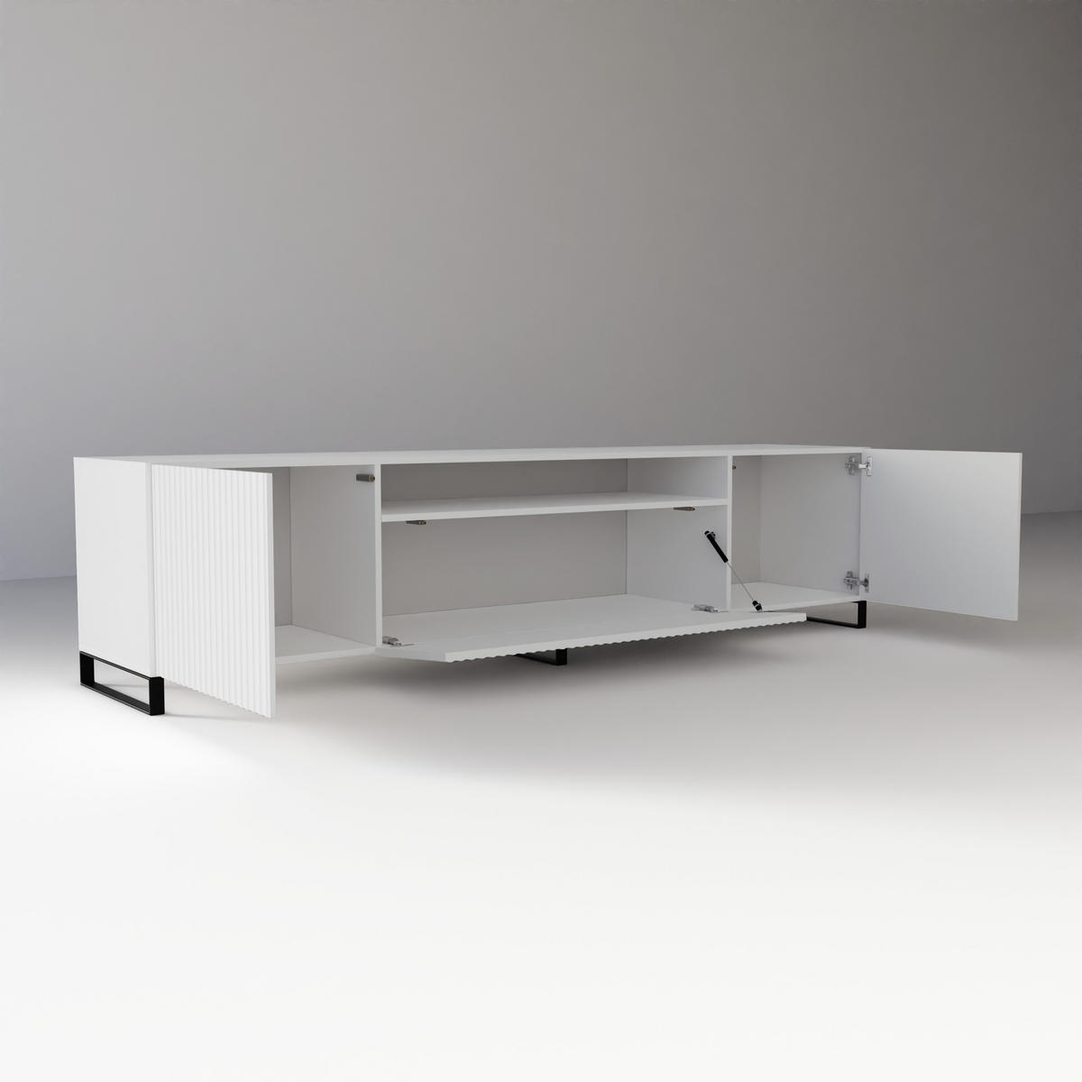 LOWBOARD VAREN 200/41/40 cm, Stand-TV-Schrank Weiß - Weiß, Holzwerkstoff (200/41/40cm) - MASSENO