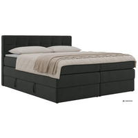 BOXSPRINGBETT SOLVEN KING 160/200 - Dunkelgrau Jersey - Topper T25 - H4 - Dunkelgrau/Schwarz, Kunststoff/Textil (160/200cm) - MKS