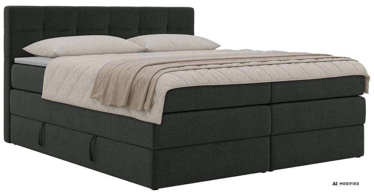 MKS BOXSPRINGBETT SOLVEN KING 160/200 - Dunkelgrau Jersey - Topper ...