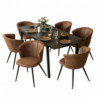 ESSTISCH-SET mit ausziehbarem Tisch und 6 Schalensesseln in Wildlederoptik, Schwarz - Multicolor, Textil (46/74.5/43cm) - Meubles Cosy