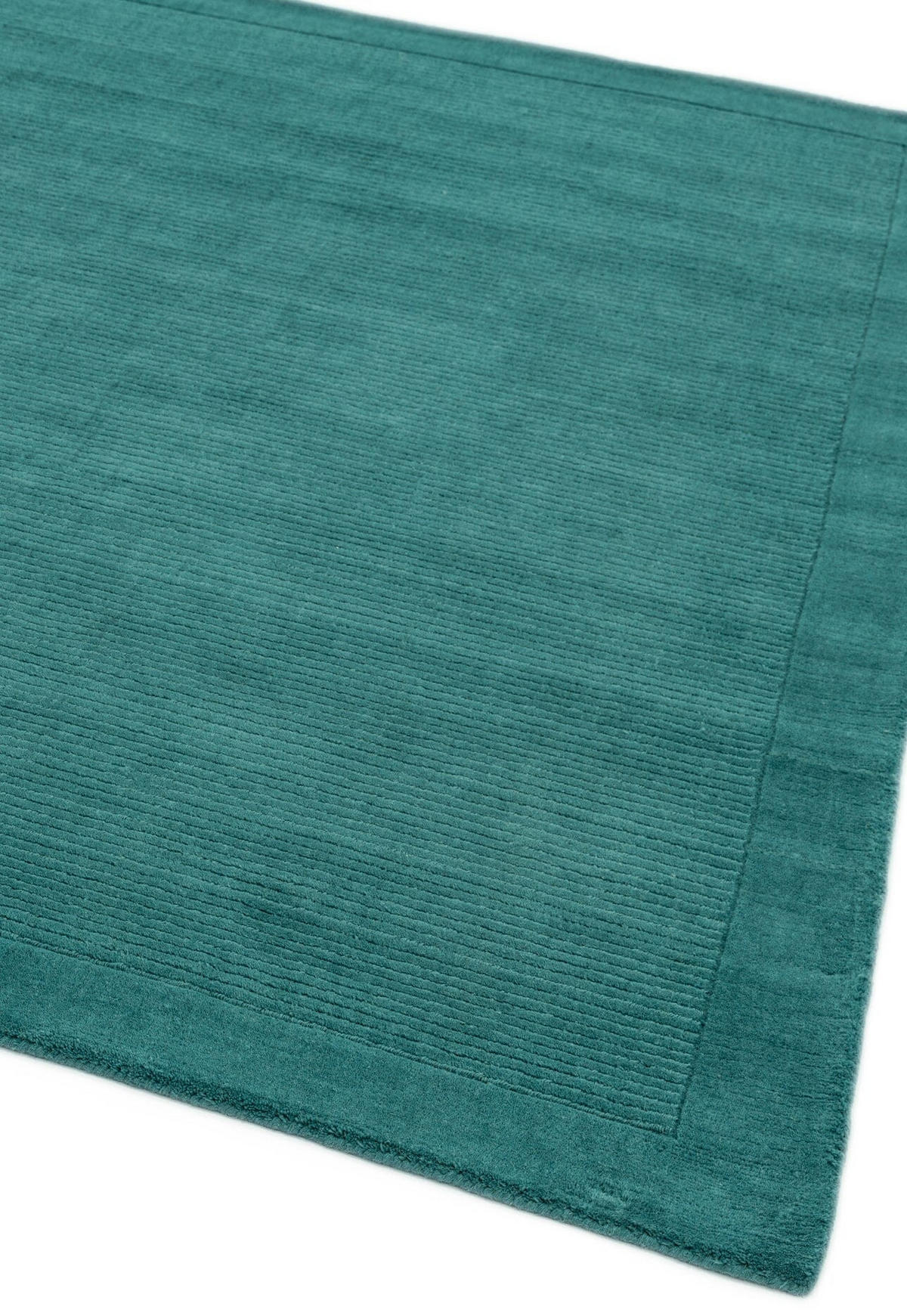 TEPPICH Schurwolle handgewebt mit Bordüre modern STOW, Türkis 160x230 cm - Türkis, Textil (160/230cm) - KADIMA DESIGN