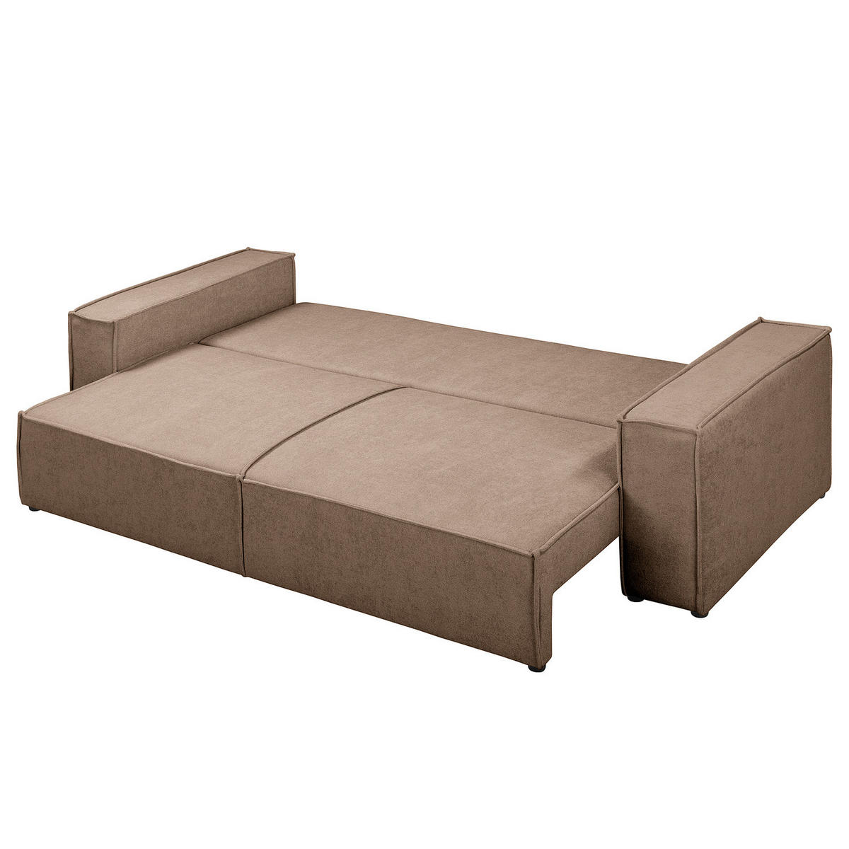 SCHLAFSOFA - Bouclé - Hellbraun/Schwarz, Kunststoff/Textil (255/70/105cm) - home24