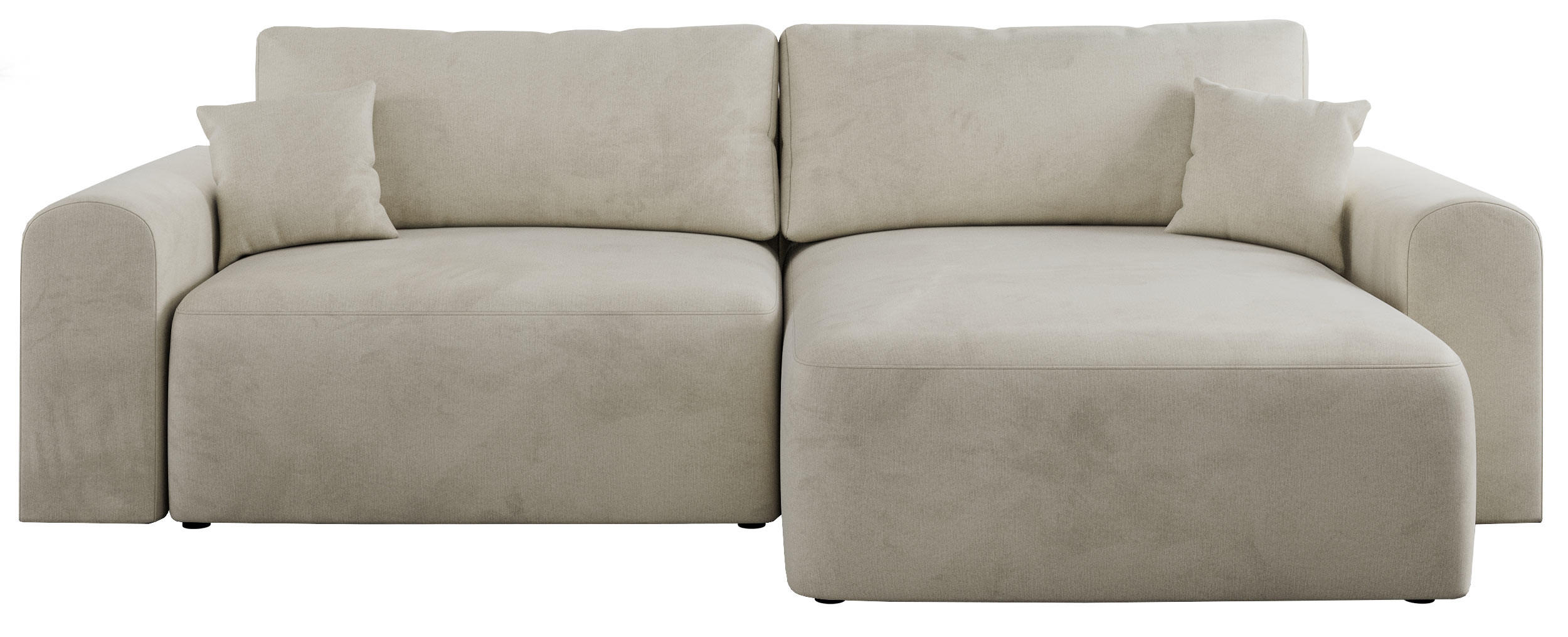 ECKSOFA NELSON Beige Velvet - Beige/Schwarz, Kunststoff/Textil (274/152cm) - MKS