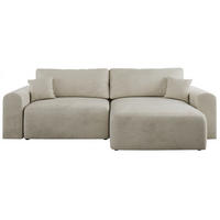 ECKSOFA NELSON Beige Velvet - Beige/Schwarz, Kunststoff/Textil (274/152cm) - MKS