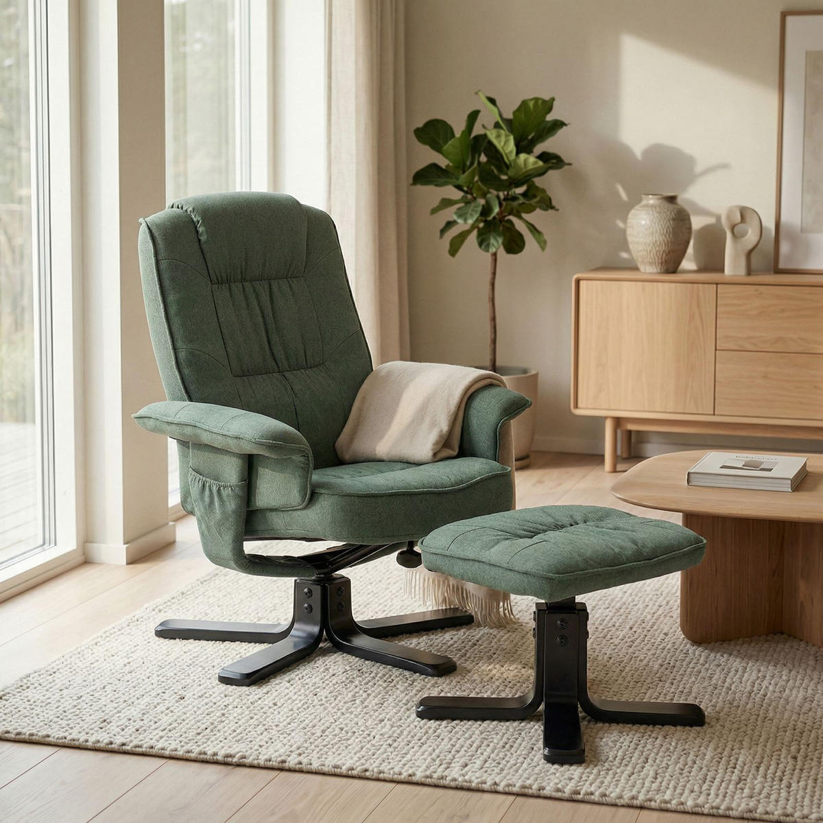 RELAXSESSEL CHARLY - Dunkelgrün, Textil (76/87/61cm) - IDIMEX