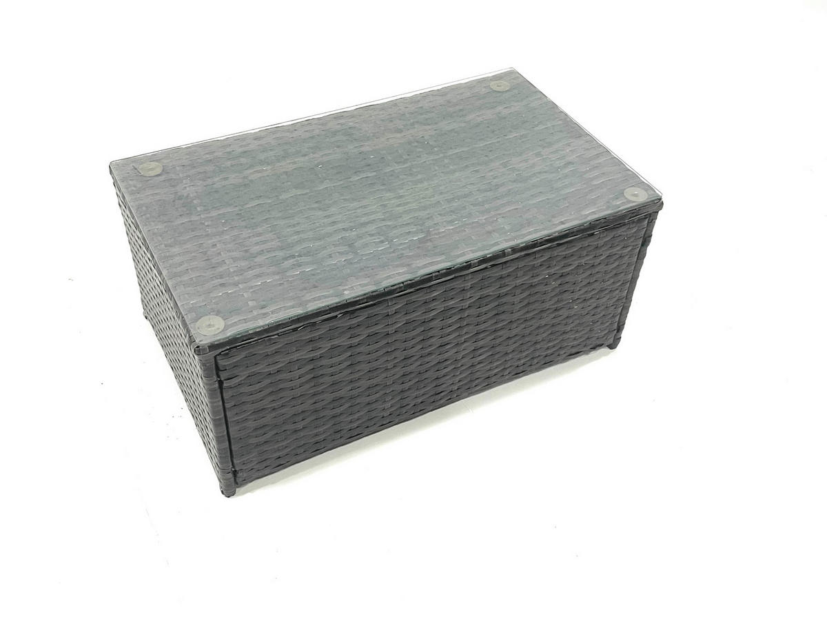 GARTENSET mit Couchtisch, Fußhocker Polyrattan Dunkelgrau 9-Sitzer - Dunkelgrau/Grau, Glas/Kunststoff - Fimous