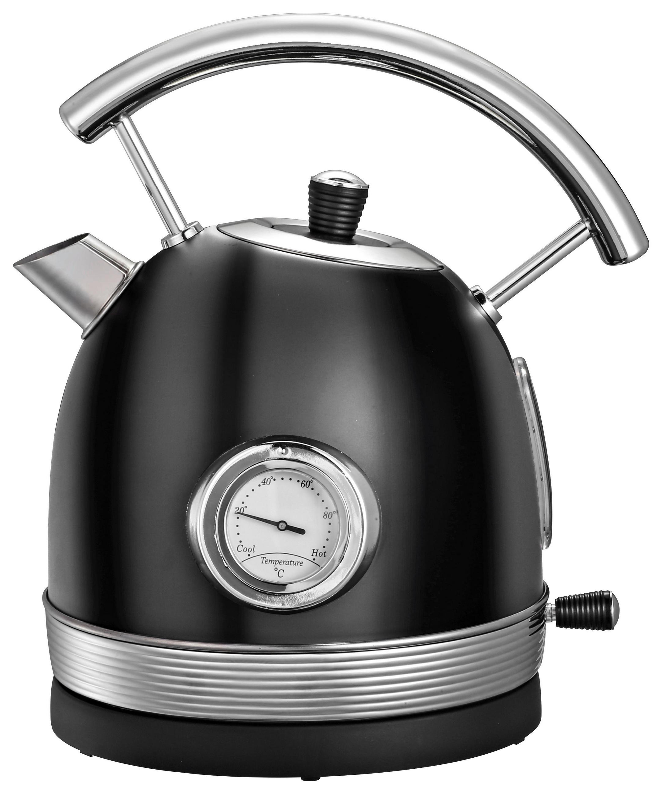 WASSERKOCHER Retro aus Edelstahl in Schwarz - Schwarz, Metall (24.1/26.7/24.1cm)
