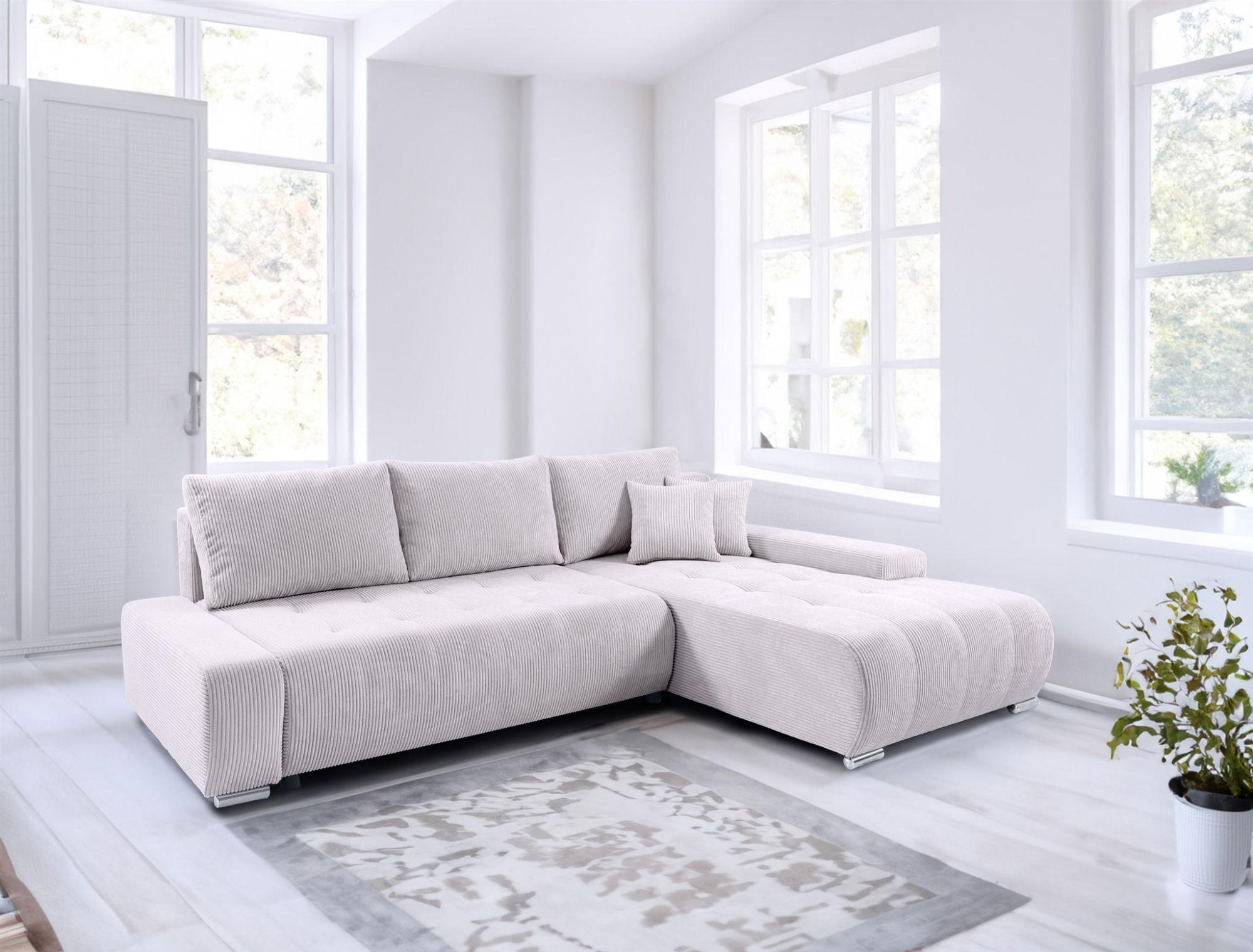 ECKSOFA Vogar In Poso - Weiß, Holzwerkstoff/Textil (265/185cm) - Fun Möbel