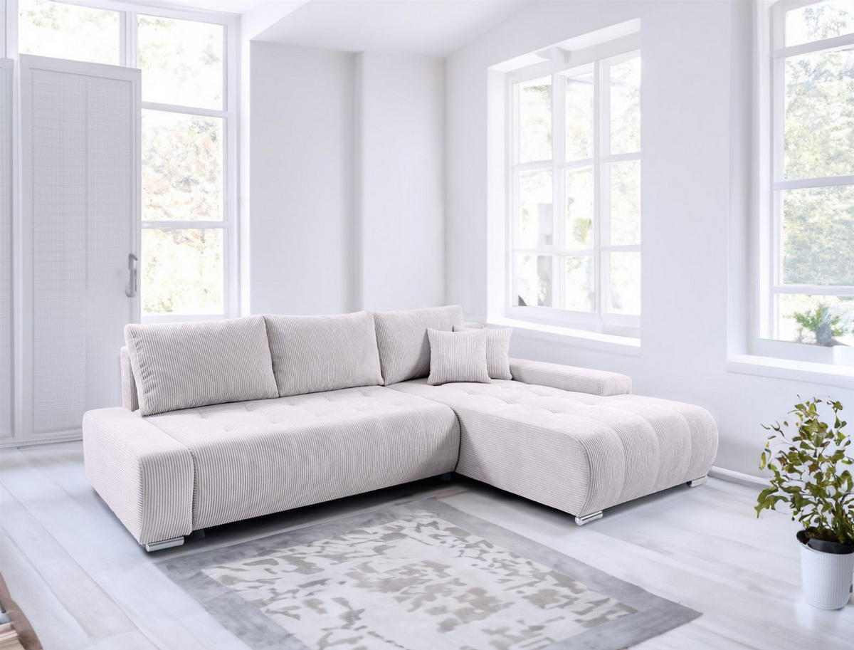 ECKSOFA Vogar In Poso - Weiß, Holzwerkstoff/Textil (265/185cm) - Fun Möbel