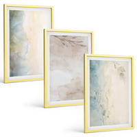 BILDER SET 3er Set - 40x60 cm Goldrahmen - Zarte Aquarellkartons - Goldfarben, Kunststoff (40/60cm) - TULUP