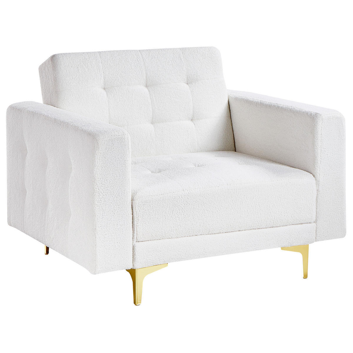 SESSEL Bouclé Cremeweiß Aberdeen - Weiß, Textil (106/83/88cm) - Beliani