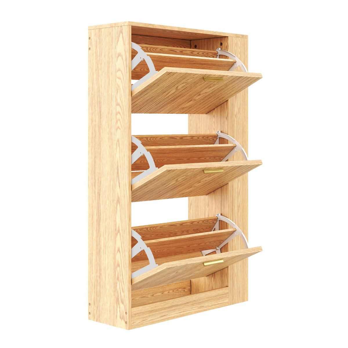 SCHUHSCHRANK 3-türig 70 x 23,5 x 115 cm MDF natur - Braun, Holz (23.5/115/70cm) - Beauniv
