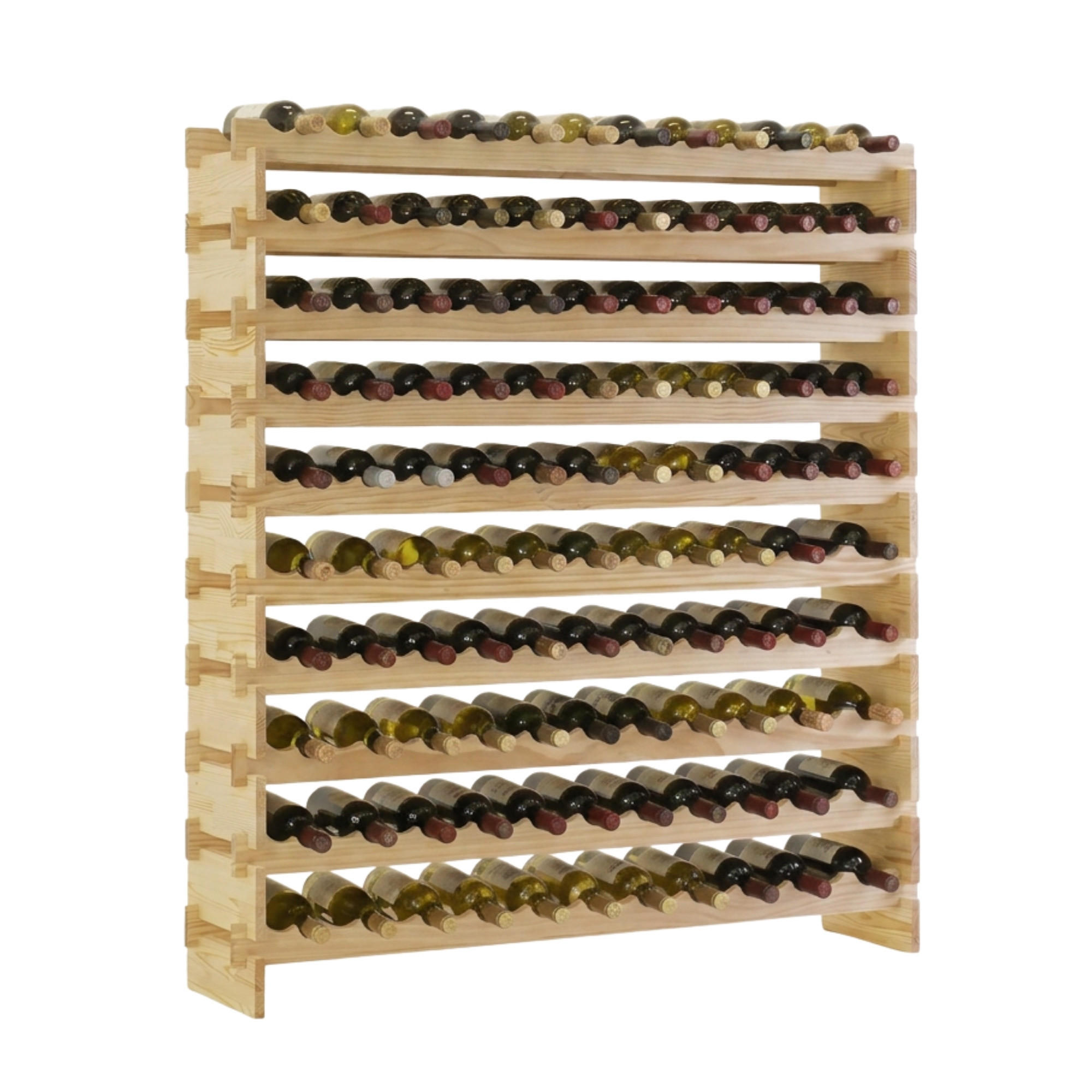 WEINREGAL NAVARRA aus Holz 135x123x28cm 120 Flaschen auf 10 Ebenen Natur unbehandelt - Naturfarben, Holz (123/135/28cm) - PROREGAL