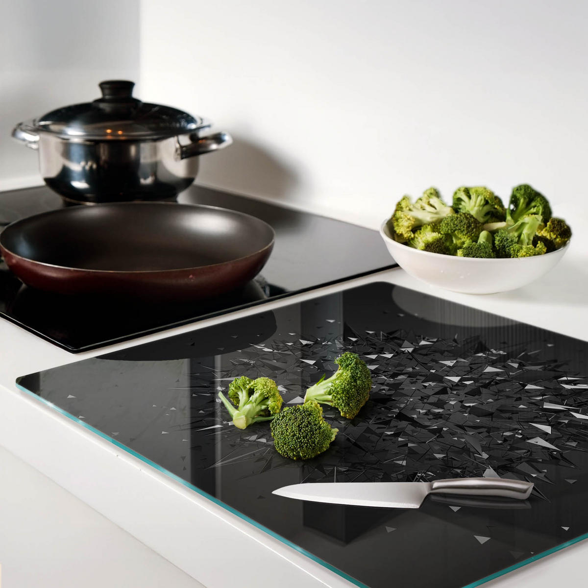 GLASPLATTE 60x52 cm 3D - Schwarz, Glas (60/0.4/52cm) - TULUP