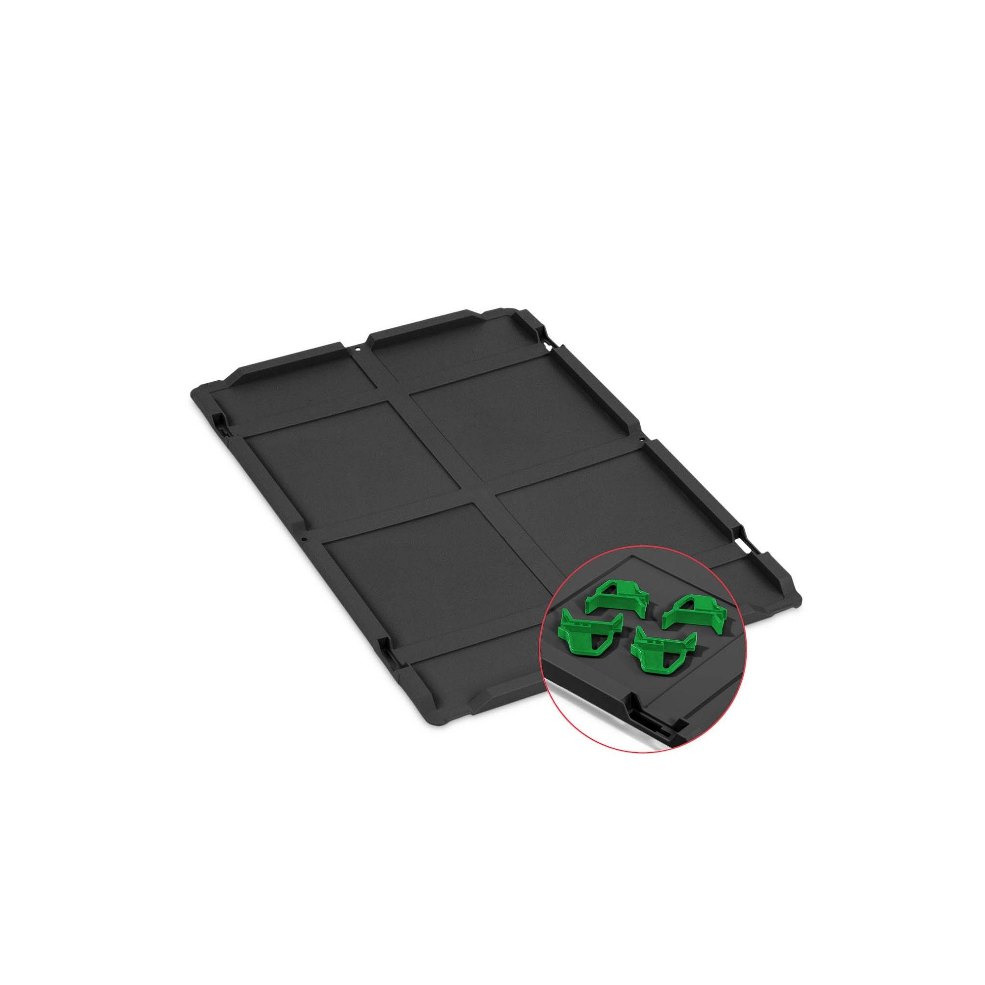 EUROBOX 4x NextGen Color mit Auflagedeckel 22x40x60 cm 44 Liter Schwarz Griffe grün offen - Schwarz/Grün, Kunststoff (40/22/60cm) - PROREGAL