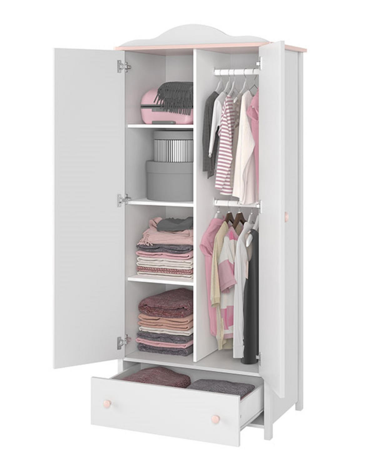 KINDERZIMMER-SET Luna weiß / rosa 333x209x196cm 4-teilig - Weiß, Holz/Holzwerkstoff (333/196/209cm) - Feldmann-Wohnen