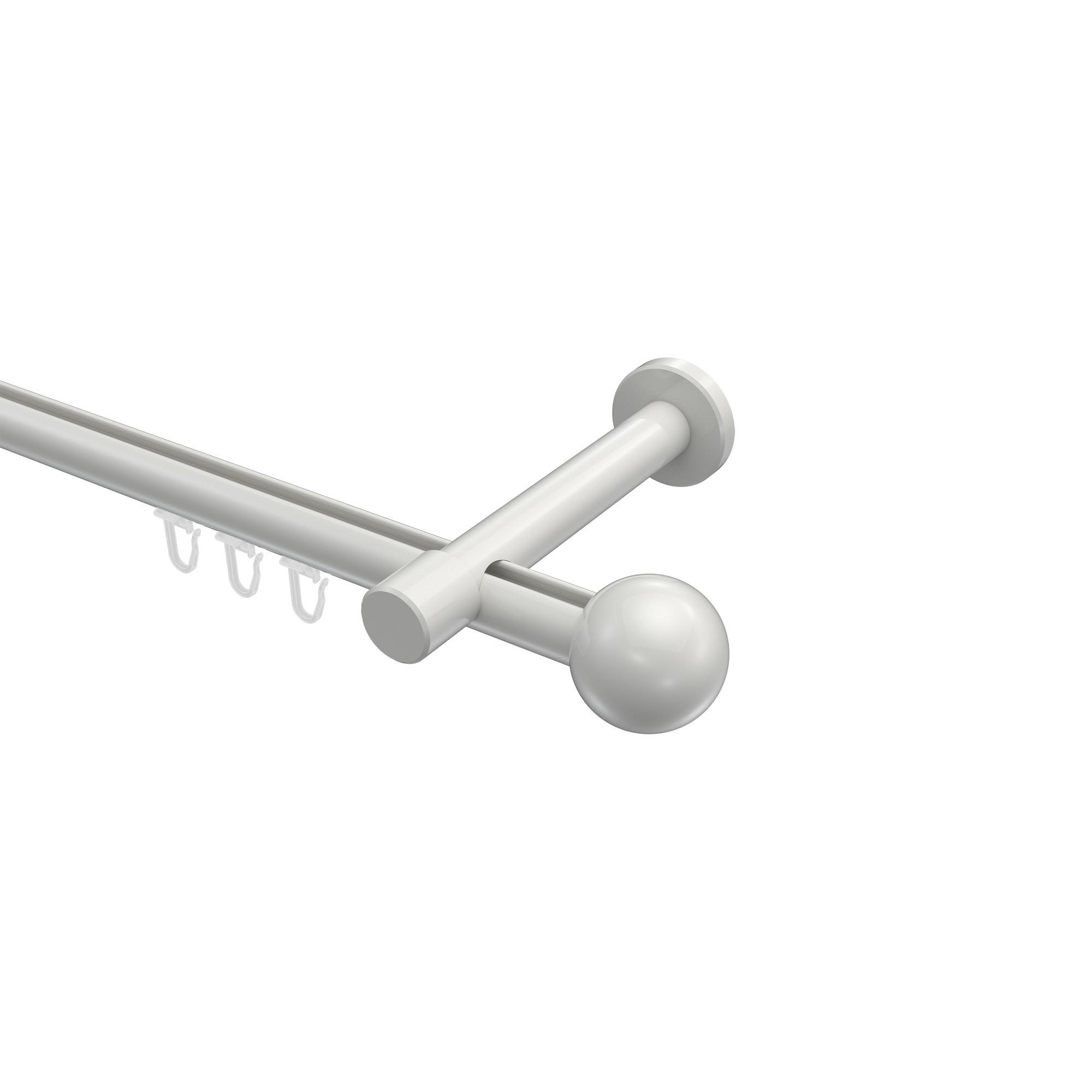 INNENLAUF-GARDINENSTANGEN-SET Prestige Luino 280 cm (geteilt in 2 x 140 cm), 1-läufig, 20 mm Ø Weiß - Weiß, Metall (280cm) - INTERDECO